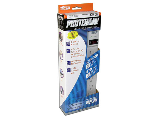 Multicontacto con Supresor de Picos TrippLite con Protección para Fax/Módem.