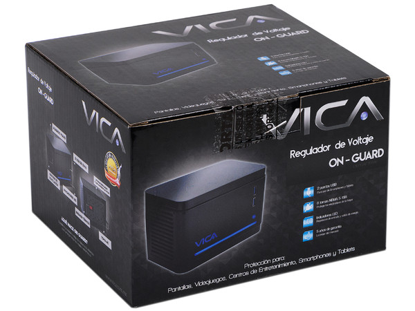 Regulador Vica ON-GUARD 1500VA (800 Watts), 8 Contactos NEMA 5-15R, USB.