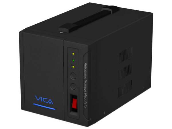 Regulador de Voltaje VICA Protect 5K de 5000VA/2500W, 2 Puertos Nema 5-15R, Protección de Linea Telefónica, Color Negro.