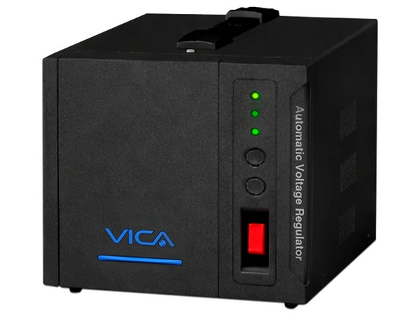 Regulador de Voltaje VICA Protect 5K de 5000VA/2500W, 2 Puertos Nema 5-15R, Protección de Linea Telefónica, Color Negro.