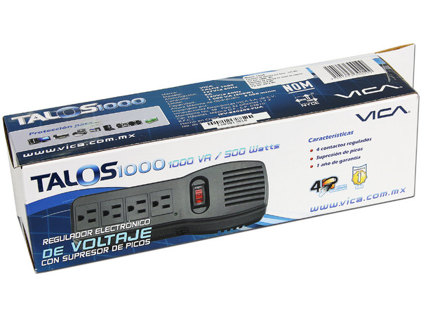 Regulador Vica Talos 1000, 500 Watts(1000 VA), 4 Contactos.