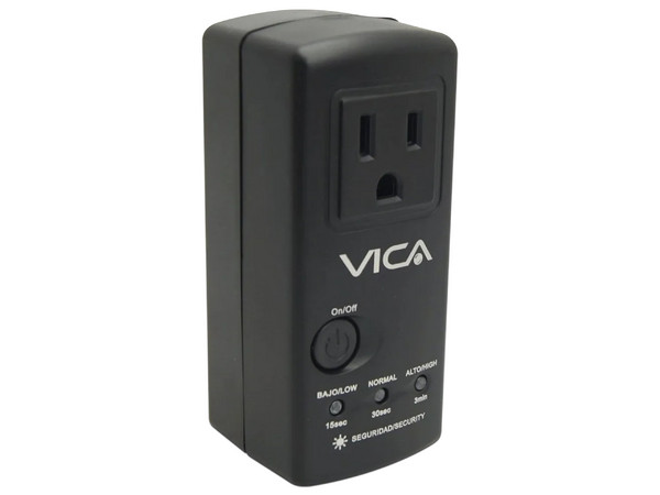 Regulador con Supresor de Picos VICA VP-132 de 2500 VA / 1800W, 1 Contacto, para Electrodomésticos, Color Negro.