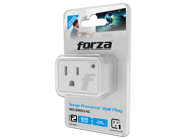 Protector de Sobretensión Forza FSP-112W, AC 110/220 V, 1 x Nema 5-15P, Wall Plug. Color Blanco.