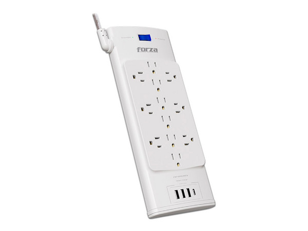 Protector contra Sobretensiones Forza FSP-1221USBCW con 12 Contactos, 2700J, 3 puertos USB. Color Blanco.
