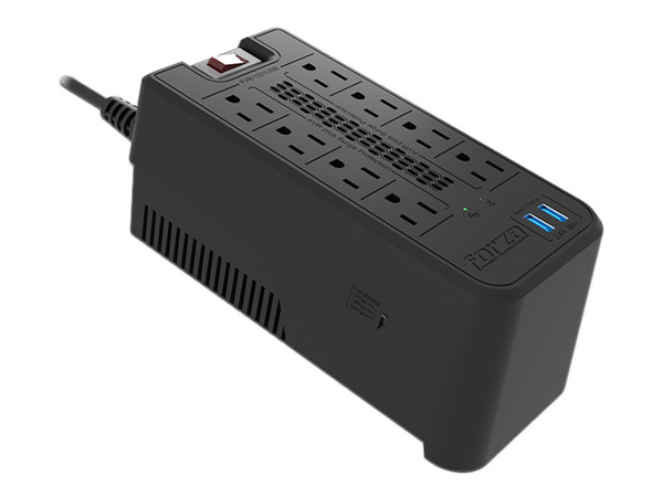 Regulador Forza FVR-1221USB, 1200VA/600W, 8 Contactos NEMA-15R,  2 Puertos USB, Color Negro.
