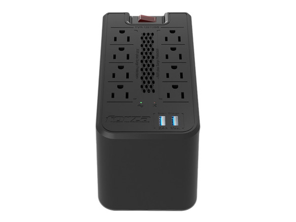Regulador Forza FVR-1221USB, 1200VA/600W, 8 Contactos NEMA-15R,  2 Puertos USB, Color Negro.