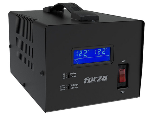 Regulador de Voltaje Forza FVR-3601 de 3600VA/1800W, 4 Tomas de Corriente, Color Negro.