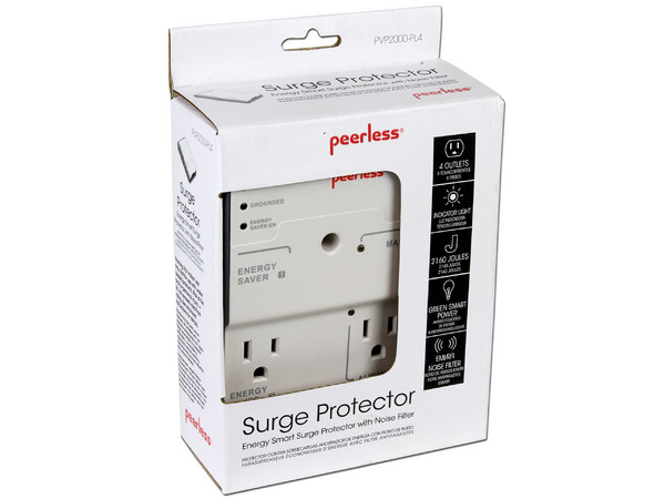 Protector contra sobrecargas ahorrador de energía con filtro de ruido de 4 Contactos 