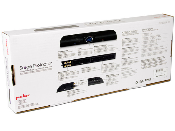Protector contra sobrecargas Peerless PVP4000-PL10-S1, ahorrador de energía con filtro de ruido