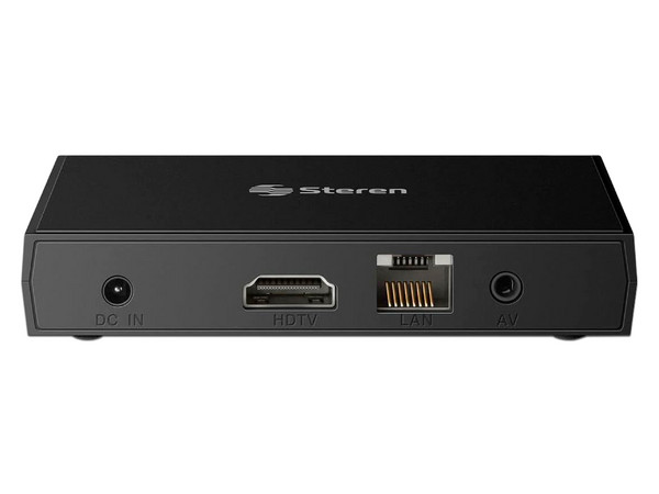 TV Box Steren INTV-1000 con Android TV, Memoria RAM de 2GB, Almacenamiento de 16GB, Control remoto, Wi-Fi, HDMI. Color Negro.