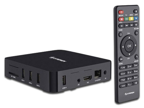 Convertidor Smart TV Steren NTV-110,
Soporta Resolución de hasta 4K 60Hz,
RAM 1GB, Almacenamiento 8GB,
Wi-Fi 802.11ac/b/g/n,
Mini Android PC.