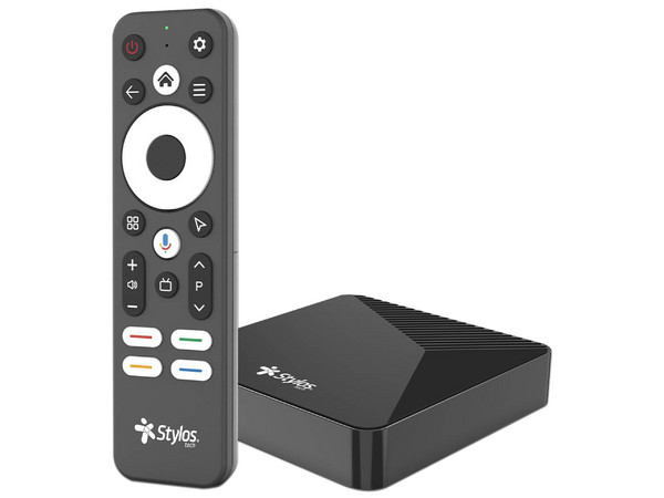 TV Box Stylos STVTBX7B, Resolución 4K (3840 x 2160), 2GB RAM, Almacenamiento de 16GB, HDMI, USB Tipo A, Andriod 14. Color Negro.