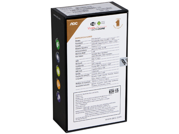 Smartphone AOC P55 Premium con Pantalla Full HD IPS Touch de 5.5