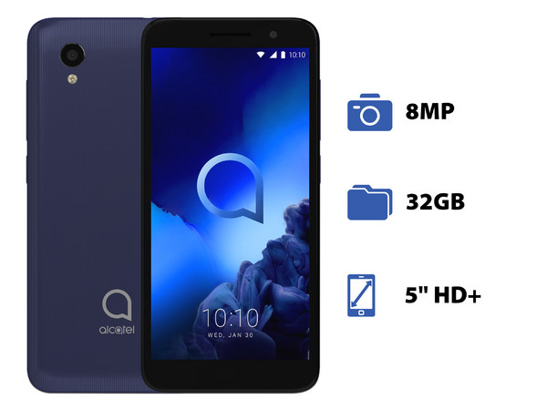 Smartphone Alcatel 1:
Procesador Quad Core (1.28 GHz),
Memoria RAM de 1GB, Almacenamiento de 32GB,
Pantalla LED Multi Touch de 5