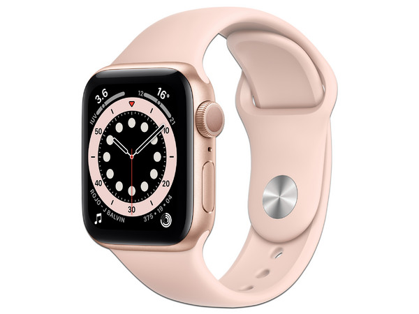 Apple Watch Series 6 de 44mm, GPS,
Procesador Dual Core S6,
Pantalla OLED,
Wi-Fi, Bluetooth 5.0,
WatchOS 6,
Incluye Correa Deportiva Rosa. Color Oro.