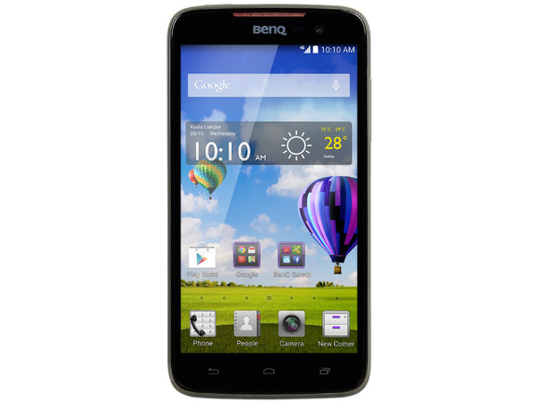Smartphone Benq F5
Procesador Snapdragon 400 Quad-Core 1.2GHz, 
Almacenamiento 16 GB, 1GB RAM, Micro SD,
Red 4G LTE, Wi-Fi 802.11 b/g/n, Bluetooth 4.0, 
Pantalla  5”, IPS, 1280 x 720, 
Android Kitkat 4.4.2.
