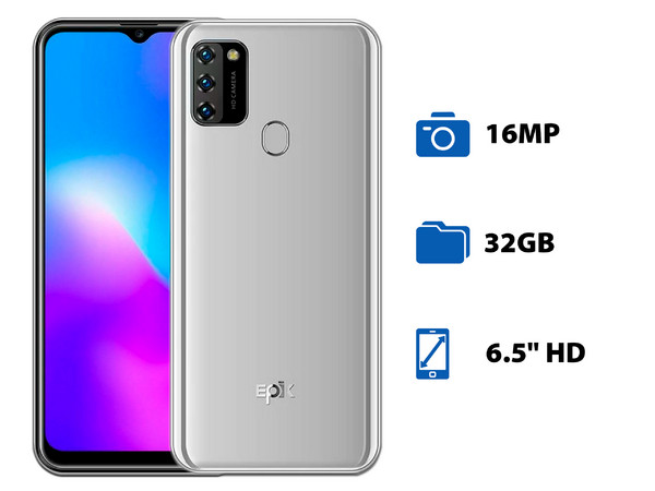 Smartphone Epik One X650:
Procesador Octa Core (hasta 1.6 GHz),
Memoria RAM de 3GB, Almacenamiento de 32GB,
Pantalla LED Multi Touch de 6.5