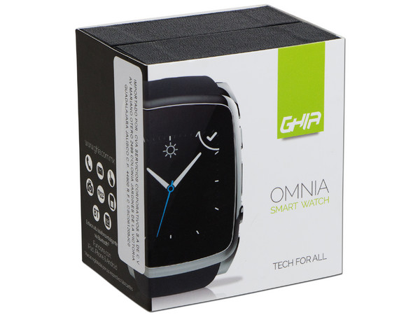 Smartwatch GHIA OMNIA: Procesador Mediatek MTK 6260 a 533 MHz, Memoria RAM de 16MB, Almacenamiento de 8MB (microSD hasta 32GB), Pantalla TFT de 1.54