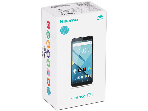 Smartphone Hisense F24:
Procesador MT6735 Quad-Core (1.44 GHz),
Memoria RAM de 2GB, Almacenamiento de 16GB
(expandible con micro SD),
Pantalla de 5.99