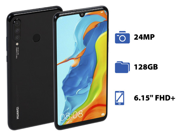 Smartphone Huawei P30 Lite:
Procesador Kirin 710 Octa-Core (hasta 2.2 GHz),
Memoria RAM de 4GB, Almacenamiento de 128GB,
Pantalla LED Multi Touch de 6.15