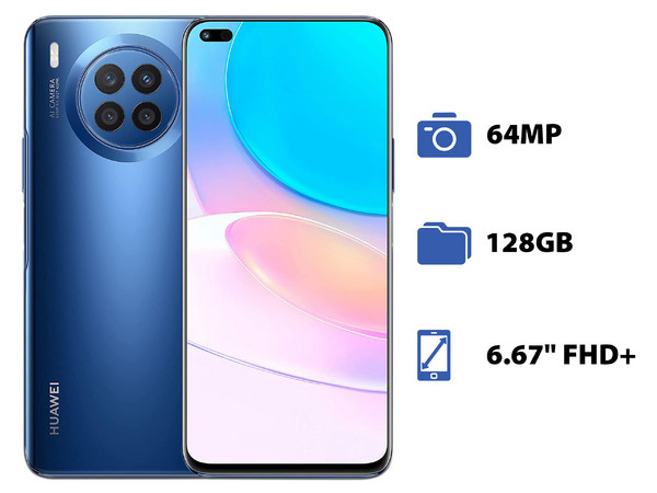 Smartphone Huawei 8i: 
Procesador Snapdragon 662 (hasta 2.0 GHz), 
Memoria RAM de 6GB, 
Almacenamiento de 128GB, Pantalla LED de 6.67