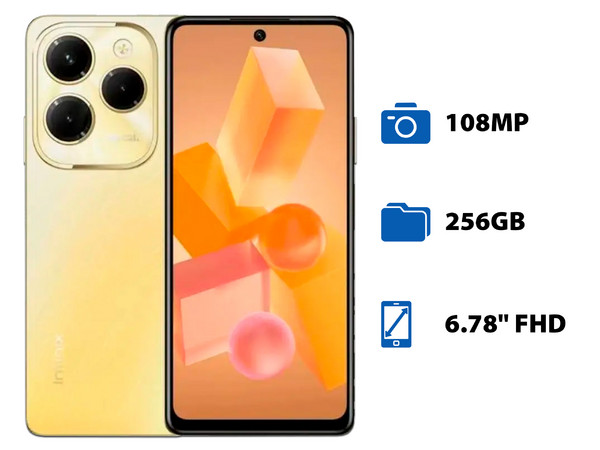 Smartphone Infinix Hot 40 Pro: 
Procesador MediaTek Helio G99 (hasta 2.2 GHz), 
Memoria de 8GB, 
Almacenamiento de 256GB, 
Pantalla LED Multi-Touch de 6.78