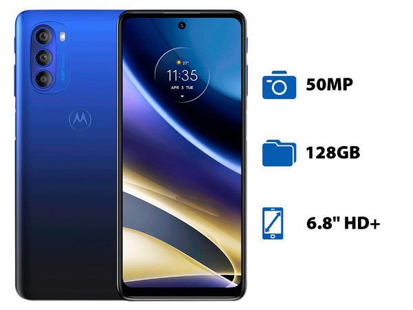 Smartphone Motorola Moto G51 5G: Procesador Snapdragon 480+ (hasta 2.2 GHz), Memoria RAM de 4GB, Almacenamiento de 128GB, Pantalla LED Multi Touch de 6.8