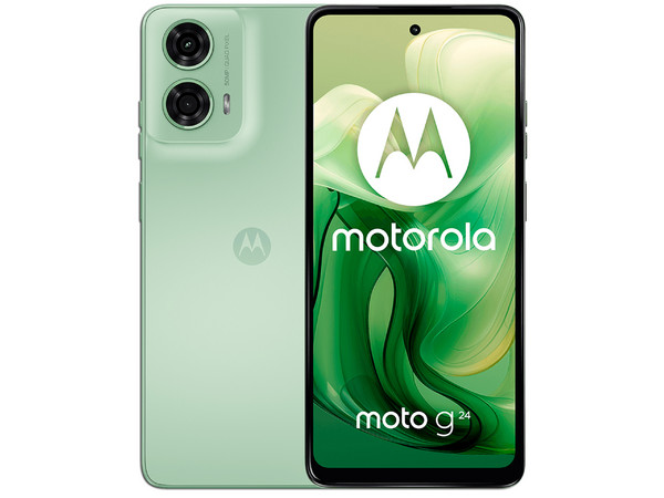 Smartphone Motorola Moto G24: 
Procesador Octa-Core (hasta 2.0 GHz), 
Memoria RAM de 4GB, 
Almacenamiento de 128GB, 
Pantalla IPS LCD de 6.56
