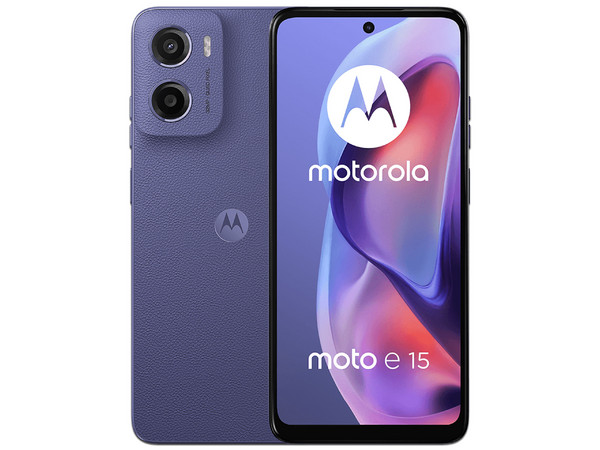 Smartphone Motorola Moto E15: 
Procesador Mediatek Helio G81 (hasta 2.0 GHz), 
Memoria RAM de 2GB, Almacenamiento de 64GB, 
Pantalla LED-Multi-Touch de 6.67
