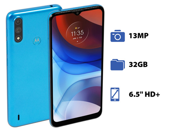 Smartphone Motorola Moto E7i Power: 
Procesador Unisoc SC9863A Octa-Core (hasta 1.60 GHz),
Memoria RAM de 2GB, Almacenamiento de 32GB,
Pantalla LED Multi Touch de 6.5