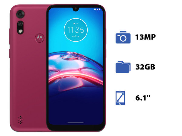 Smartphone Motorola Moto E6i: 
Procesador Unisoc SC9863A (hasta 1.6 GHz),
Memoria RAM de 2GB, Almacenamiento de 32GB,
Pantalla LED Multi Touch de 6.1