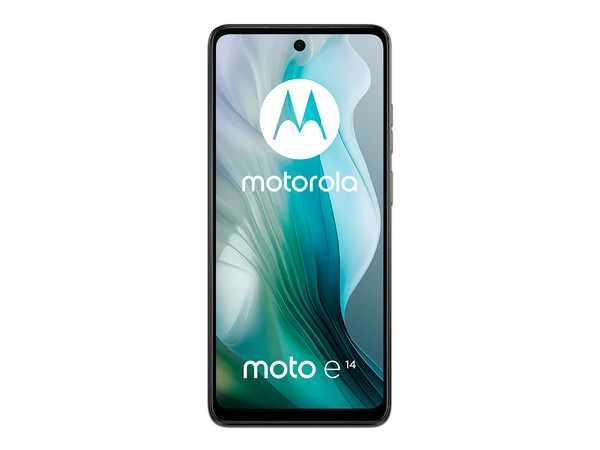 Smartphone Motorola Moto e14: 
Procesador Unisoc T606 (hasta 1.6 GHz), 
Memoria RAM de 2GB, Almacenamiento de 64GB, 
Pantalla LED de 6.6