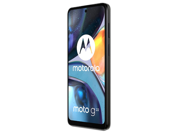 Smartphone Motorola Moto G22: 
Procesador Helio G37 (hasta 2.30 GHz), 
Memoria RAM de 4GB, Almacenamiento de 64GB, 
Pantalla LED Multi Touch de 6.5