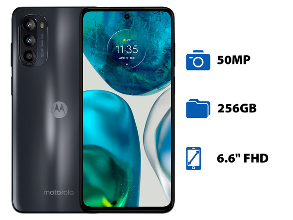 Smartphone Motorola G52:
Procesador Snapdragon 680 (hasta 2.4 GHz),
Memoria RAM 6GB, Almacenamiento de 256GB,
Pantalla OLED de 6.6