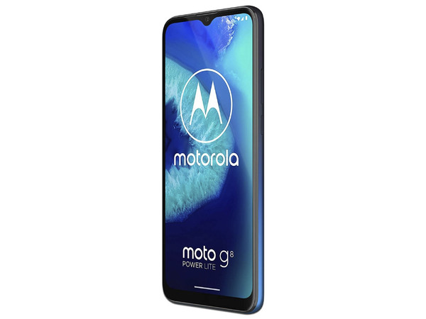 Smartphone Motorola Moto G8 Power Lite: 
Procesador Helio P35 Octa core (hasta 2.3GHz), 
Memoria RAM de 4GB, Almacenamiento de 64GB, 
Pantalla LCD IPS de 6.5