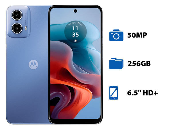 Smartphone Motorola Moto G34 5G: 
Procesador Qualcomm Snapdragon 695 (hasta 2.2 Ghz), 
Memoria RAM de 8GB, 
Almacenamiento de 256GB, 
Pantalla LED Multi-Touch de 6.5