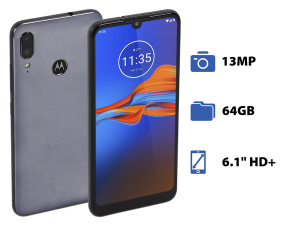 Smartphone Motorola Moto E6s:
Procesador MediaTek Helio P22 (hasta 2.0 GHz),
Memoria RAM de 4GB, Almacenamiento de 64GB,
Pantalla LED Multi Touch de 6.1
