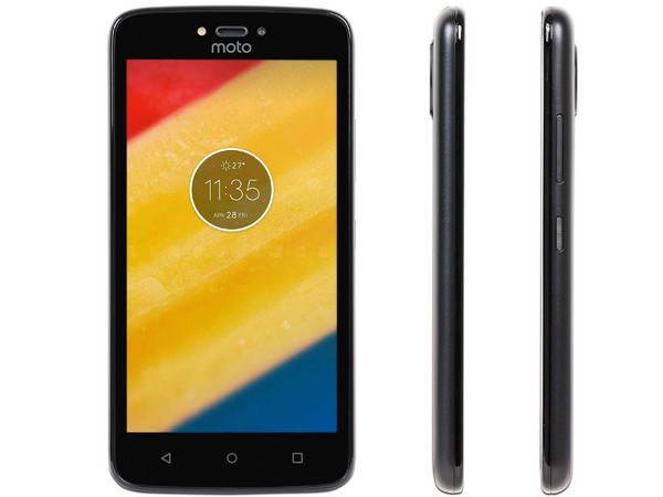 Smartphone Motorola Moto C:
Procesador Mediatek Quad Core (1.1 GHz),
Memoria RAM de 1GB, Almacenamiento de 8GB (expandible con microSD),
Pantalla 5