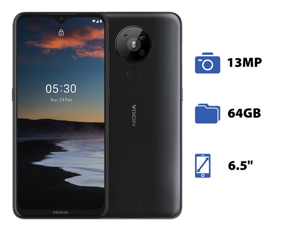 Smartphone Nokia 5.3:
Procesador Qualcomm Snapdragon 665,
Memoria RAM de 4GB, Almacenamiento de 64GB,
Pantalla LED Multi Touch de 6.5