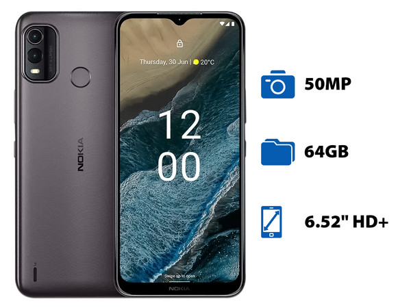 Smartphone Nokia G11 Plus: 
Procesador Unisoc T606 (hasta 1.6 GHz), 
Memoria RAM de 3GB, 
Almacenamiento de 64GB, 
Pantalla LED Multi-Touch de 6.52