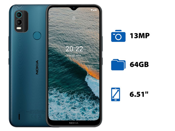 Smartphone Nokia C21 Plus:
Procesador Octa-Core (hasta 1.6 GHz),
Memoria RAM de 2GB, Almacenamiento de 64GB,
Pantalla LED Multi Touch de 6.51
