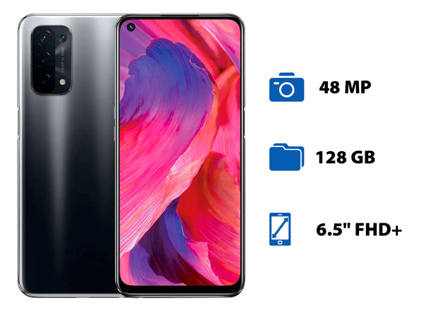Smartphone OPPO A74 5G: 
Procesador Snapdragon 480 5G (hasta 2.0 GHz), 
Memoria RAM de 6GB, 
Almacenamiento de 128GB, 
Pantalla LED Multi-Touch de 6.5