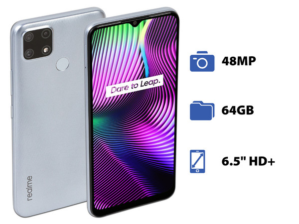 Smartphone Realme 7i: 
Procesador MediaTek Helio G85 Octa-Core (hasta 2.0 GHz), 
Memoria RAM de 4GB, Almacenamiento de 64GB,
Pantalla LED Multi Touch de 6.5