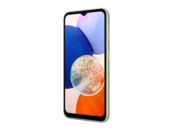Smartphone Samsung Galaxy A14: 
Procesador MediaTek Helio G80 (hasta 2.0 GHz), 
Memoria RAM de 4GB, Almacenamiento de 128GB, 
Pantalla LED Multi Touch de 6.6