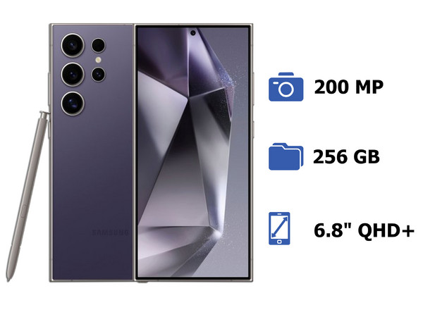 Smartphone Samsung S24 Ultra: Procesador Octa-Core (hasta 3.3 GHz), Memoria RAM de 12GB, Almacenamiento de 256GB, Pantalla AMOLED Multi-Touch de 6.8