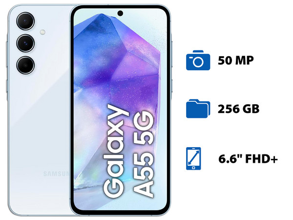 Smartphone Samsung Galaxy A55 5G A556E: Procesador Octa-Core (hasta 2. ...