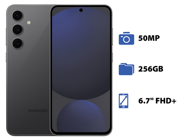 Smartphone Samsung Galaxy S24 FE: 
Procesador Exynos 2400e (hasta 3.1 GHz), 
Memoria RAM de 8GB, Almacenamiento de 256GB, 
Pantalla Dynamic AMOLED 2x de 6.7