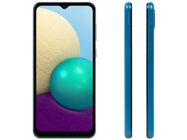Smartphone Samsung Galaxy A02:
Procesador Quad core (hasta 1.5 GHz),
Memoria RAM de 2GB, Almacenamiento de 32GB,
Pantalla LED Multi Touch de 6.4