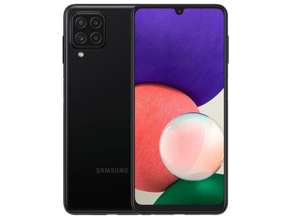 Smartphone Samsung Galaxy A22: 
Procesador Mediatek Helio G80 Octa-core (hasta 2 GHz), 
Memoria RAM de 4GB, Almacenamiento de 64GB, 
Pantalla Super AMOLED de 6.4
