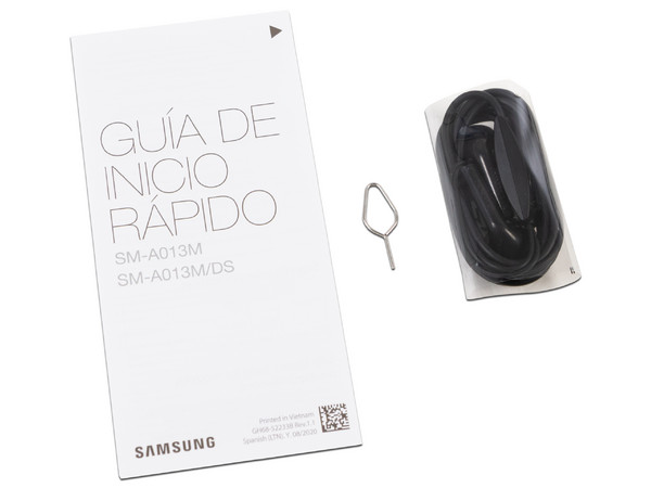 Smartphone Samsung Galaxy A01 Core: 
Procesador Quad core (hasta 1.50 GHz), 
Memoria RAM de 1GB, Almacenamiento de 16GB, 
Pantalla LED Multi Touch de 5.3